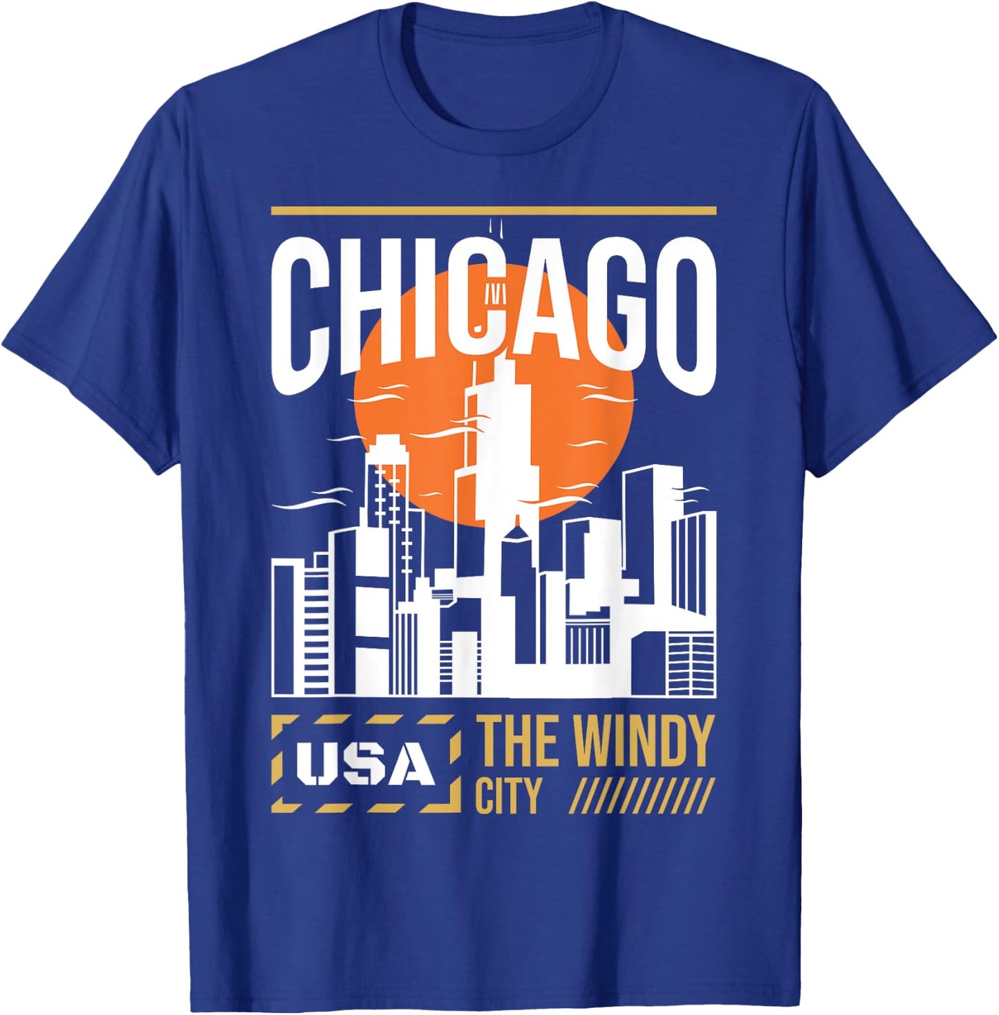 Chicago City Skyline Vintage Illinois City USA T-Shirt - T-Shirt | Royal
