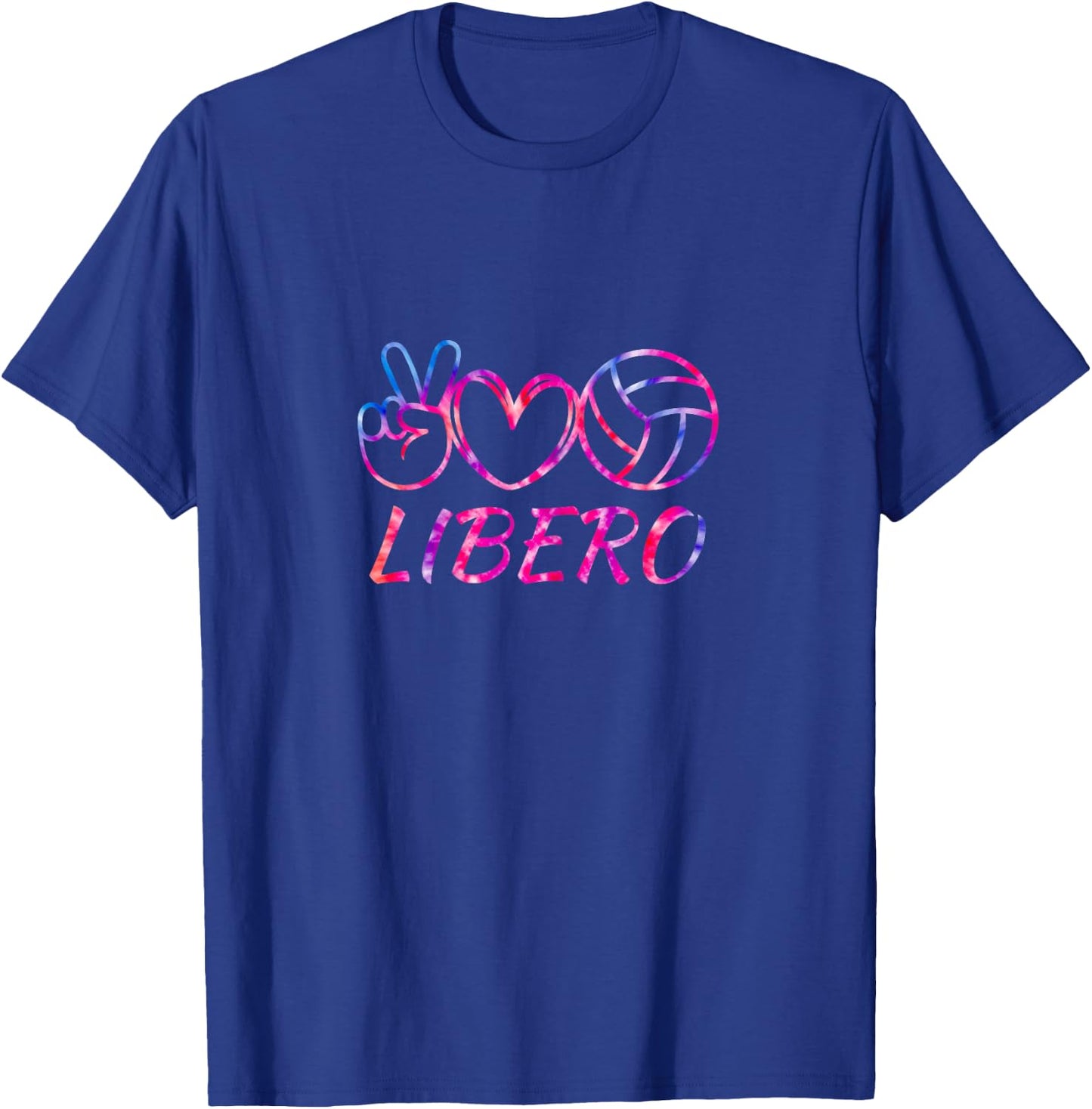 Fun Peace Love Tie Dye Volleyball Libero Volleyball Game Day T-Shirt - T-Shirt | Royal