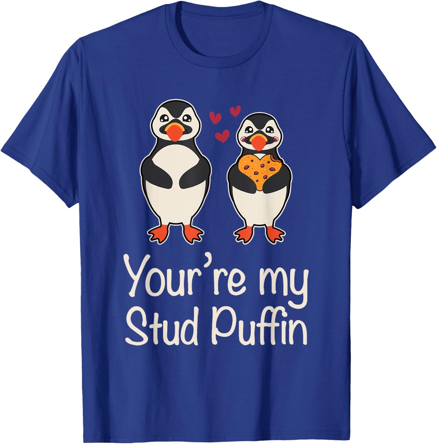 Stud Puffin Hearts Apparel For Couples Cute Seabird Puffins T-Shirt - T-Shirt | Royal
