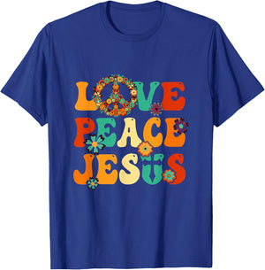 Love Peace Jesus Christian Fun 60S 70S Costume Groovy Hippie T-Shirt - T-Shirt | Royal