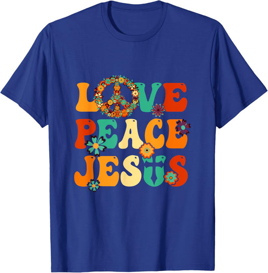 Love Peace Jesus Christian Fun 60S 70S Costume Groovy Hippie T-Shirt - T-Shirt | Royal