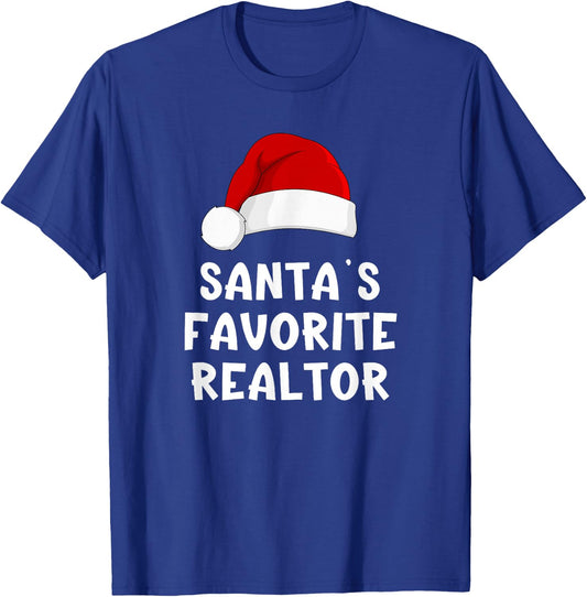 Christmas Santa's Favorite Realtor Funny Real Estate Agent T-Shirt - T-Shirt | Royal