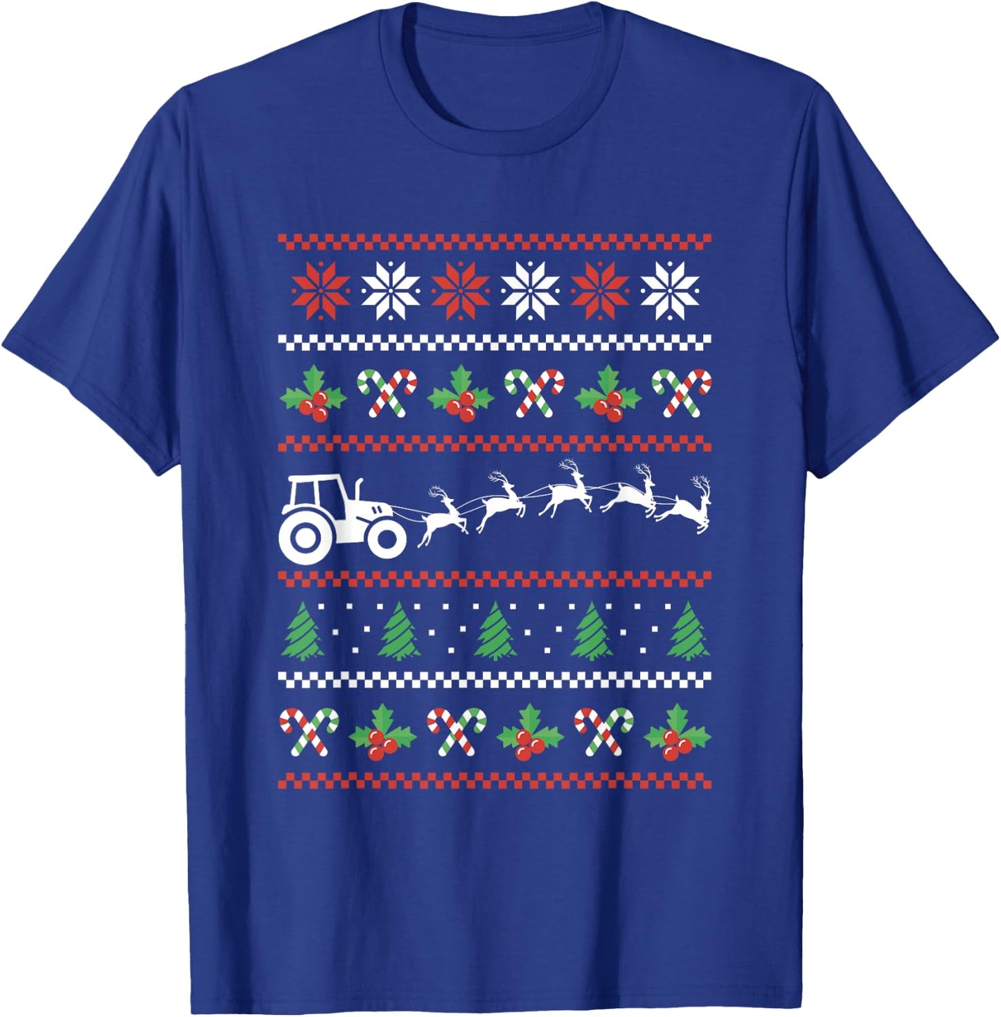 Tractor Reindeer Ugly Christmas Farm Farming Xmas Farmer T-Shirt - T-Shirt | Royal