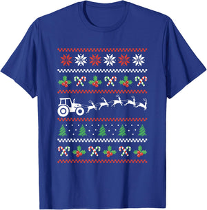 Tractor Reindeer Ugly Christmas Farm Farming Xmas Farmer T-Shirt - T-Shirt | Royal