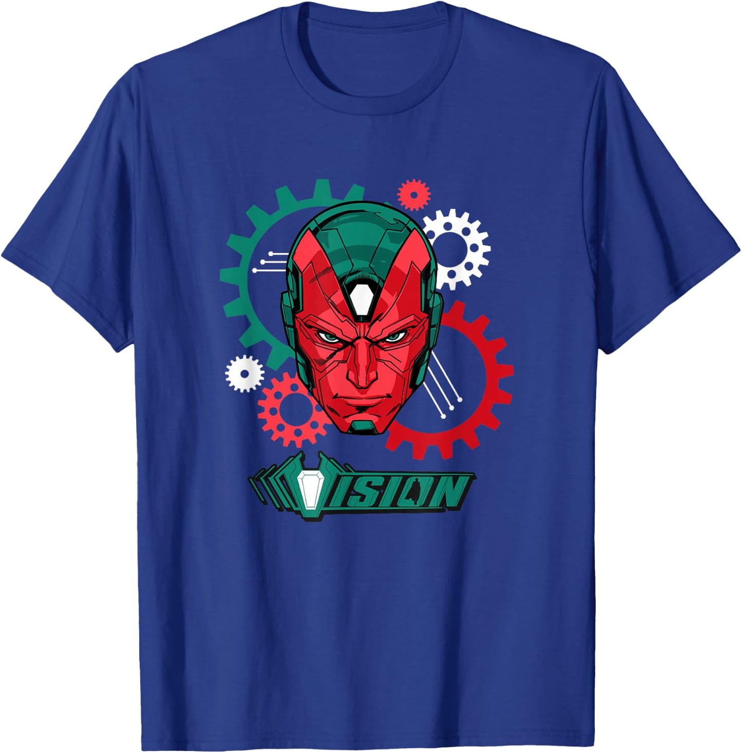 Marvel Comics Retro Classic Vision Mechanical Gears Poster T-Shirt - T-Shirt | Royal