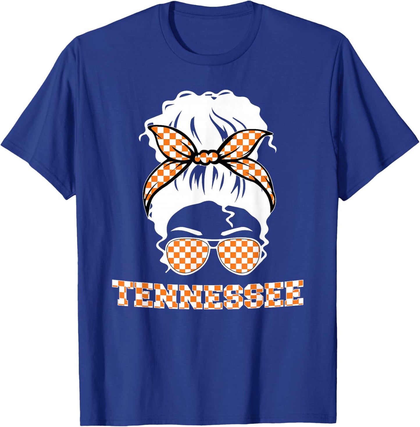 Tennessee State Orange USA Messy Bun Hair Pride TN T-Shirt - T-Shirt | Royal