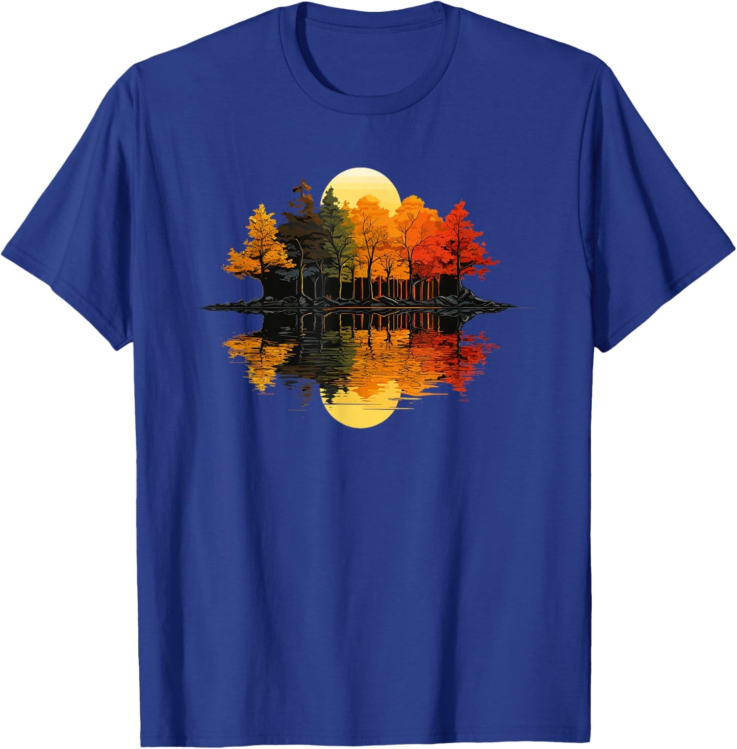 Nature Reflection Forest Trees Outdoor Wildlife T-Shirt - T-Shirt | Royal