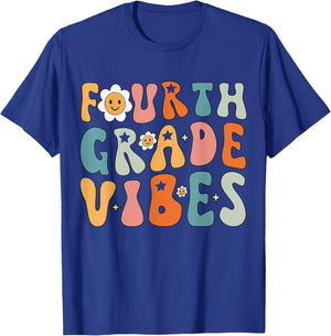 Fourth Grade Vibes, 4th Grade Team Retro 1st Day of School T-Shirt - T-Shirt | Royal