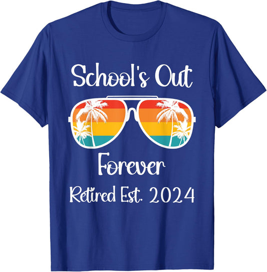 Retired Teacher Class Of 2024 Retirement Men Women School T-Shirt - T-Shirt | Royal