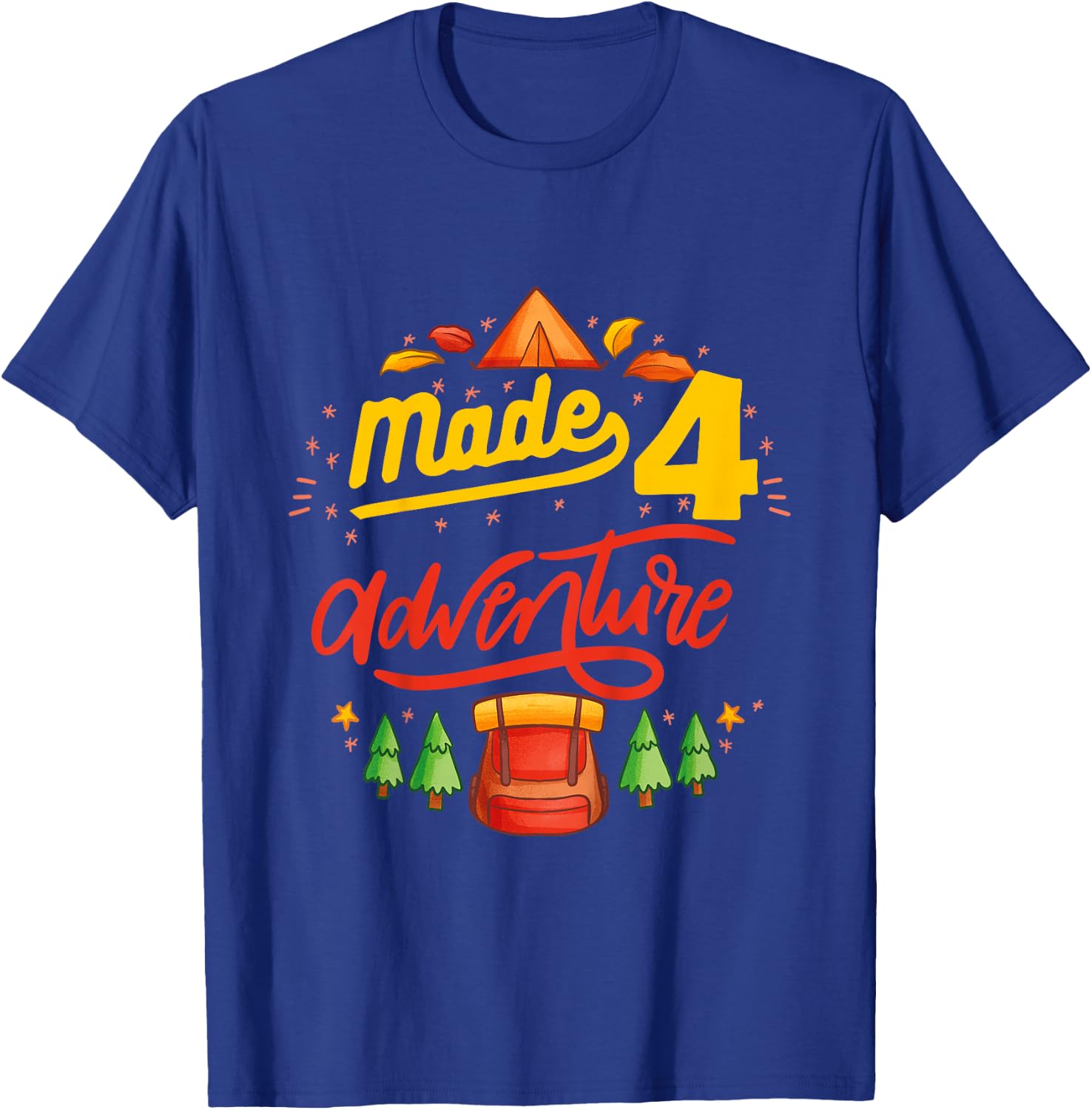 4th Birthday camping themed Party Made four adventure T-Shirt - T-Shirt | Royal
