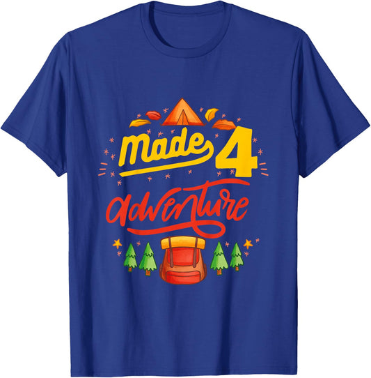 4th Birthday camping themed Party Made four adventure T-Shirt - T-Shirt | Royal