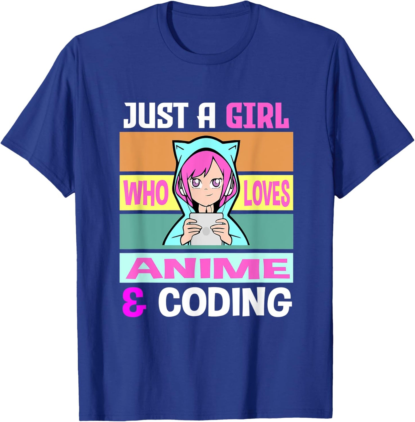 Girl Loves Anime Coding Coders Anime Merch Anime Lover T-Shirt - T-Shirt | Royal