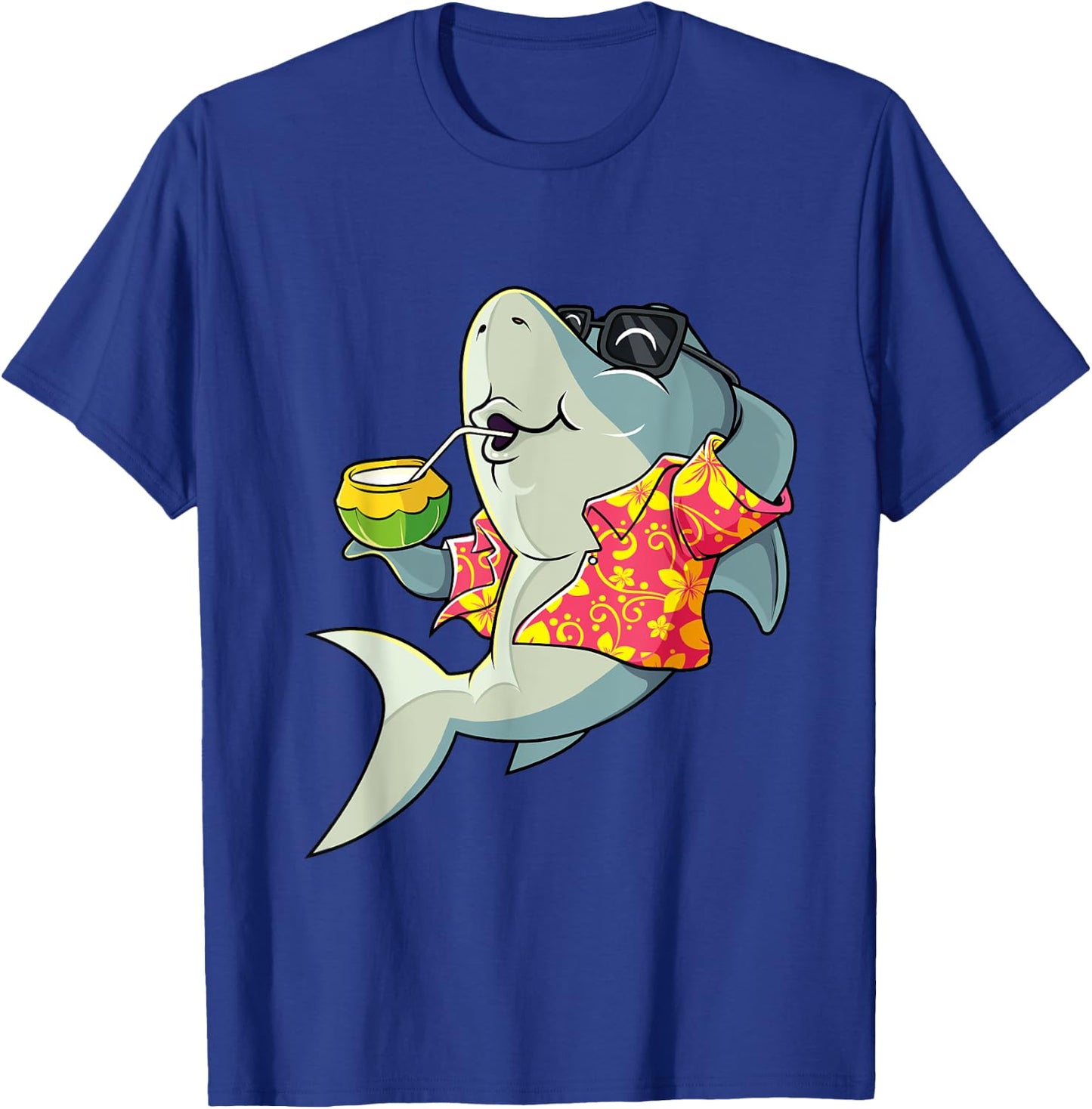 Hawaiian Shark Summer Tropical Luau Party Men Boys Kids T-Shirt - T-Shirt | Royal