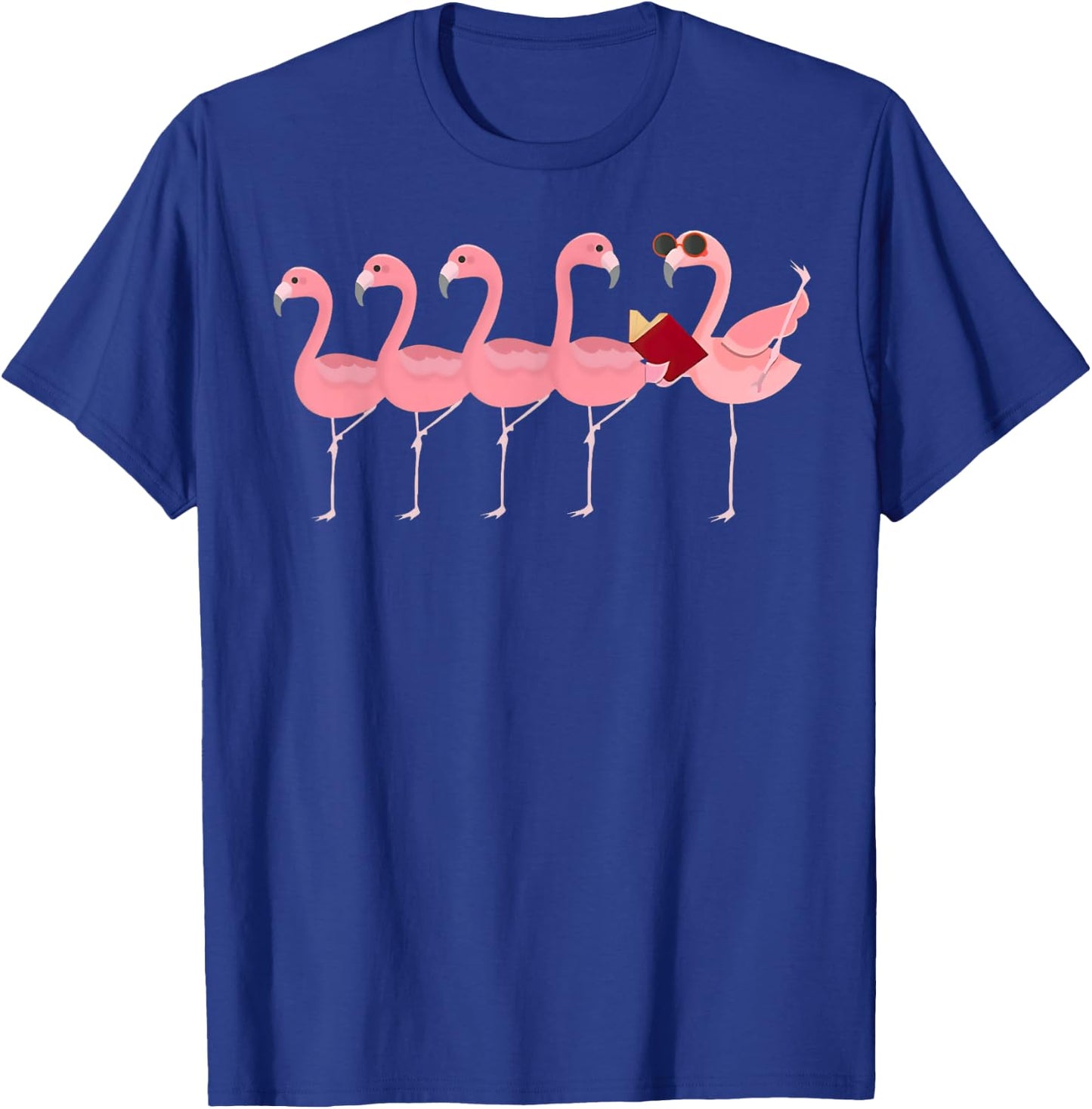 Book Flamingo Reading Classic T-Shirt - T-Shirt | Royal
