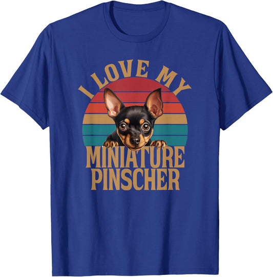 I Love My Min Pin Miniature Pinscher Dog Breed Funny Canine T-Shirt - T-Shirt | Royal