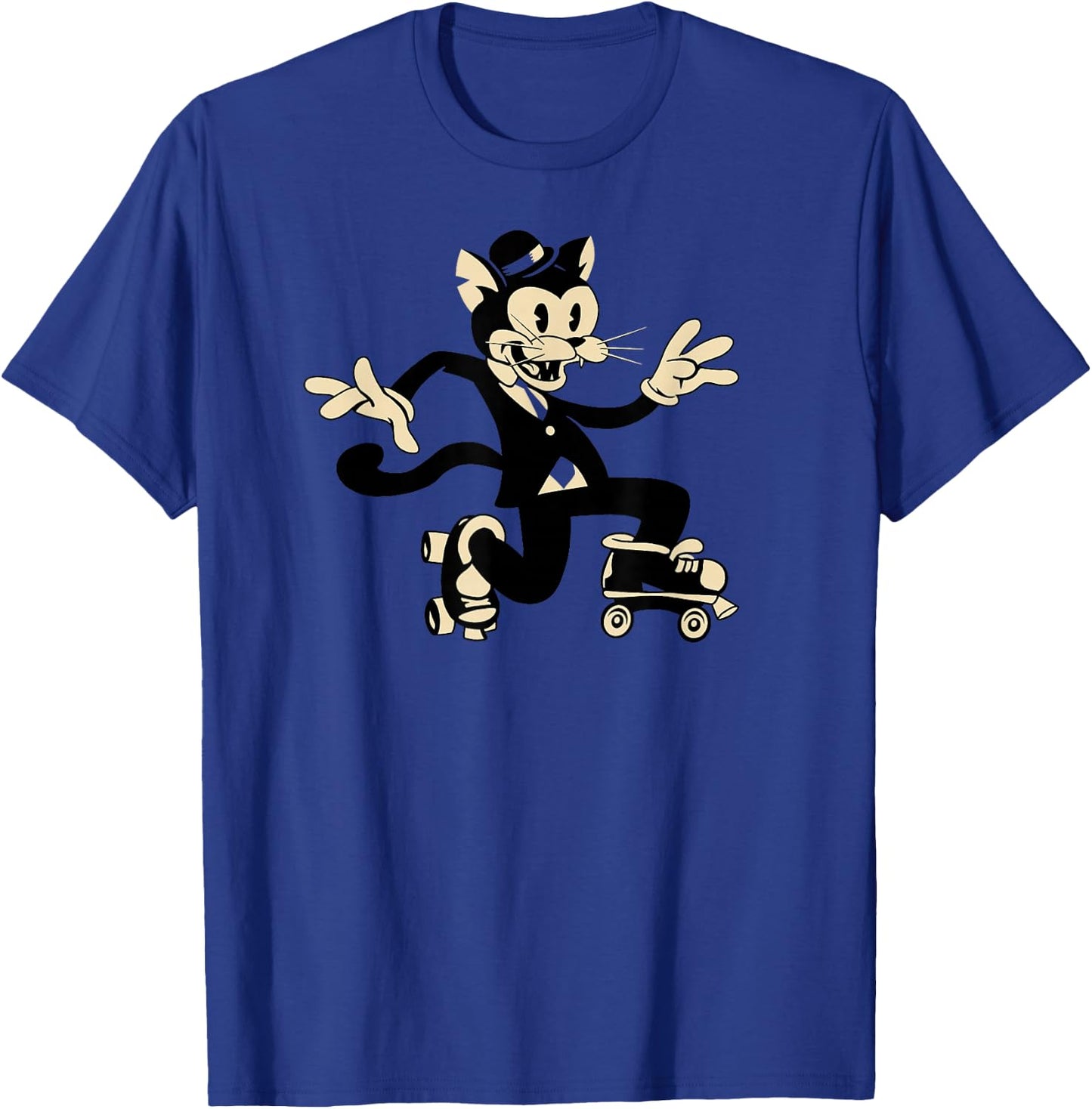 Cat in Roller Derby Skates - Old School Roller-Skating Kitty Women Girls Kids T-Shirt - T-Shirt | Royal