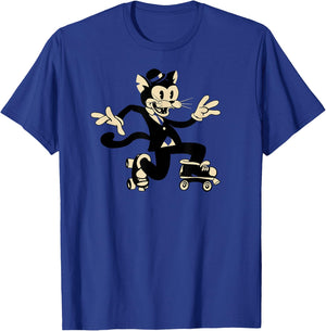 Cat in Roller Derby Skates - Old School Roller-Skating Kitty Women Girls Kids T-Shirt - T-Shirt | Royal