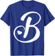 White Letter B Monogram Initial Minimalist Heart Graphic T-Shirt - T-Shirt | Royal