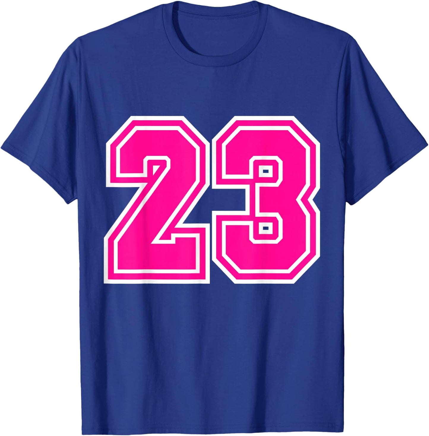 Number #23 Pink Sports Team T-Shirt - T-Shirt | Royal