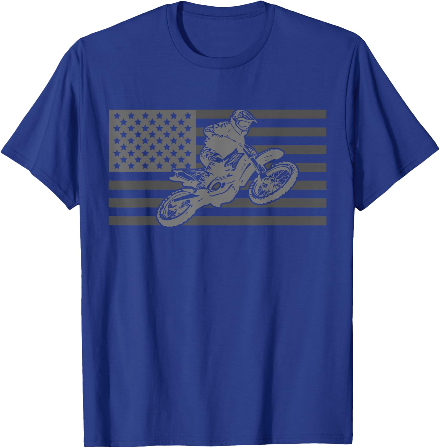 American Flag Motocross Apparel - Dirt Bike Motocross T-Shirt - T-Shirt | Royal