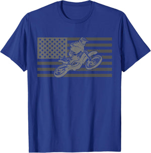 American Flag Motocross Apparel - Dirt Bike Motocross T-Shirt - T-Shirt | Royal