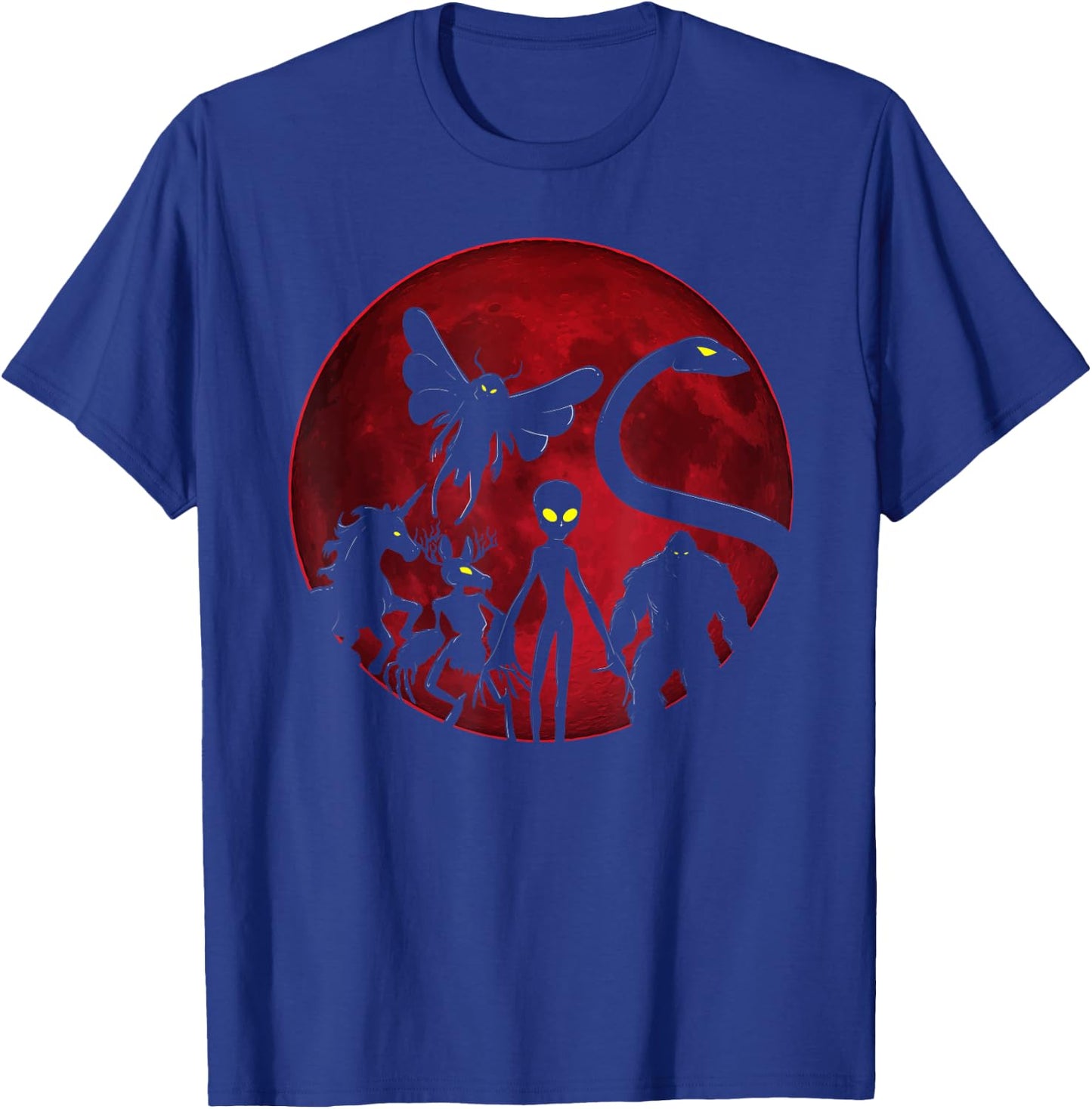 Wendigo Bigfoot Loch Ness Monster Mothman And Alien Cryptid T-Shirt - T-Shirt | Royal