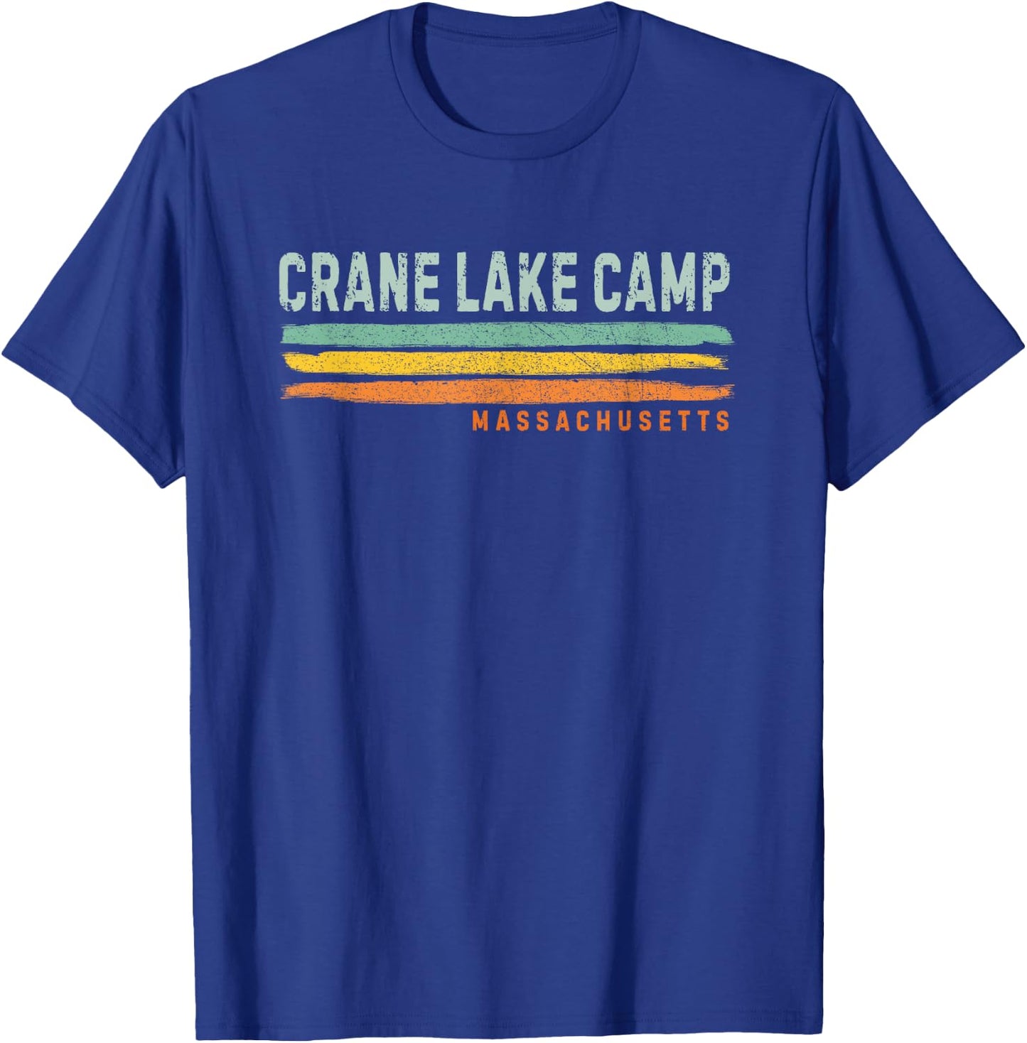 Vintage Stripes Crane Lake Camp MA T-Shirt - T-Shirt | Royal