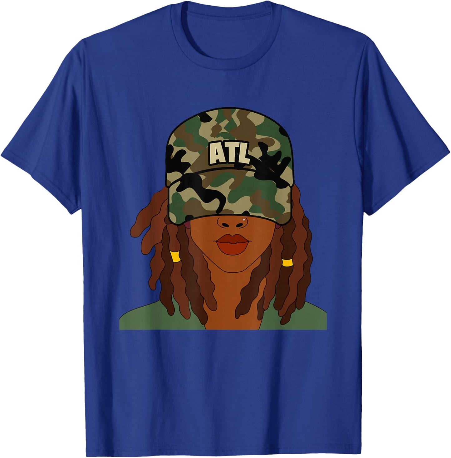 ATL Black Woman From Atlanta Locs Camo T-Shirt - T-Shirt | Royal