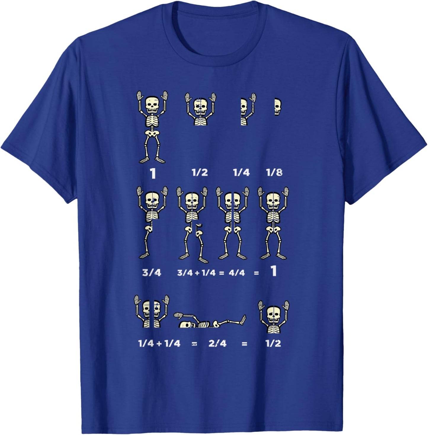 Halloween Skeleton Math Fraction Funny Teacher Men Women T-Shirt - T-Shirt | Royal