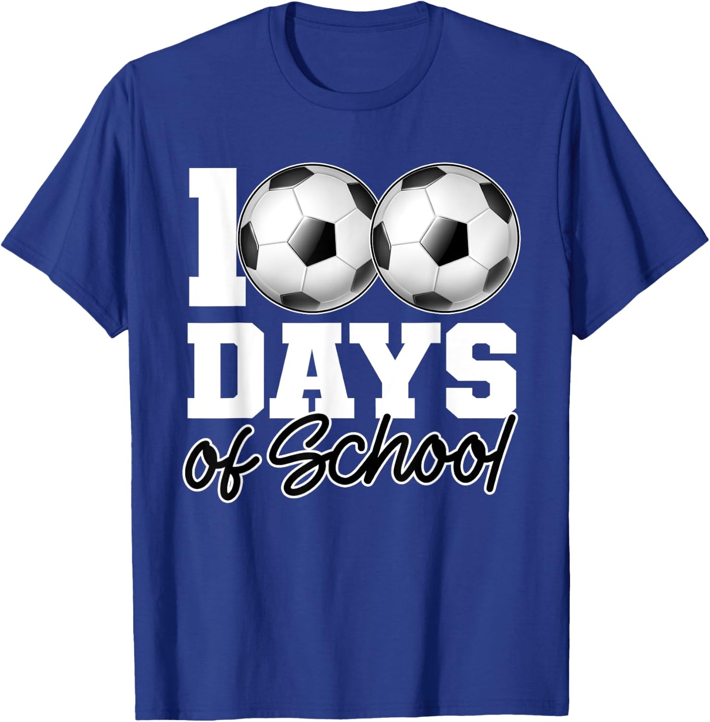 100 Days of School Soccer Ball 100th Day School Gym Teacher Women Girls Kids T-Shirt - T-Shirt | Royal
