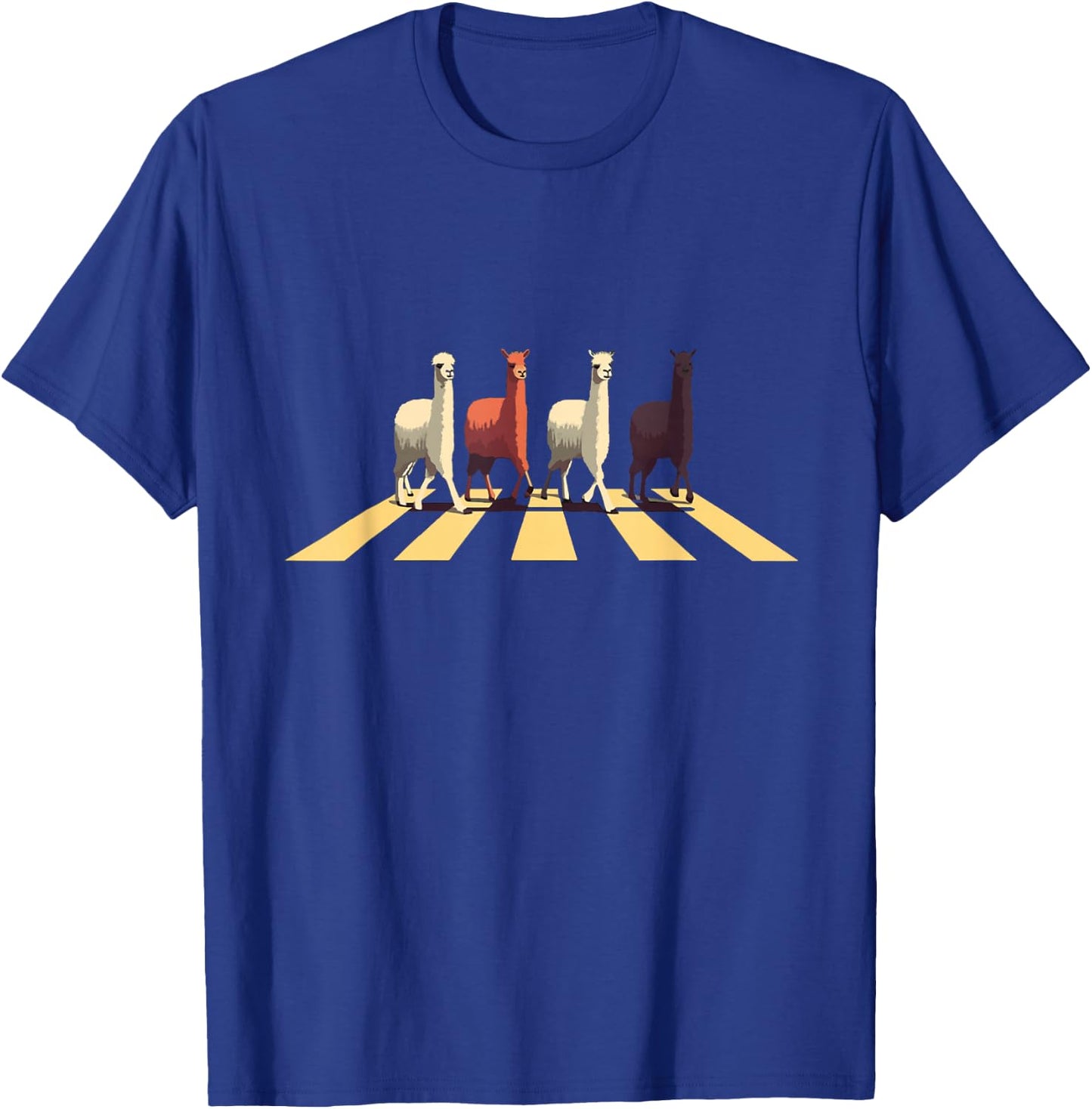 Funny lama crossing Abbey street Road Llama Alpaca T-Shirt - T-Shirt | Royal