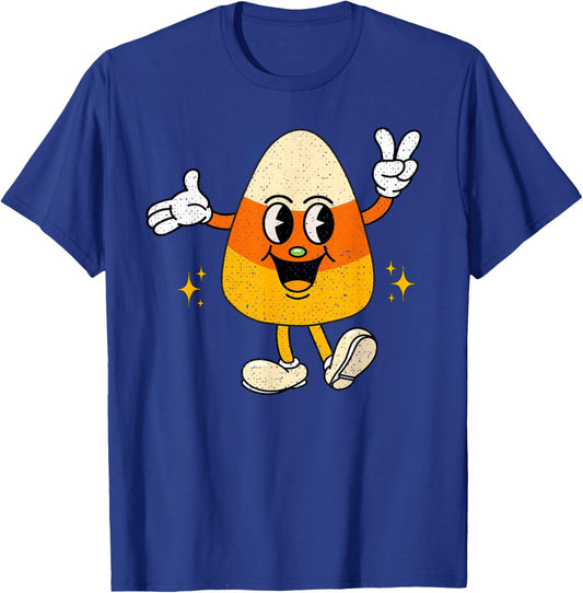 Vintage Halloween Candy Corn Costume Kids Adult Women Men T-Shirt - T-Shirt | Royal