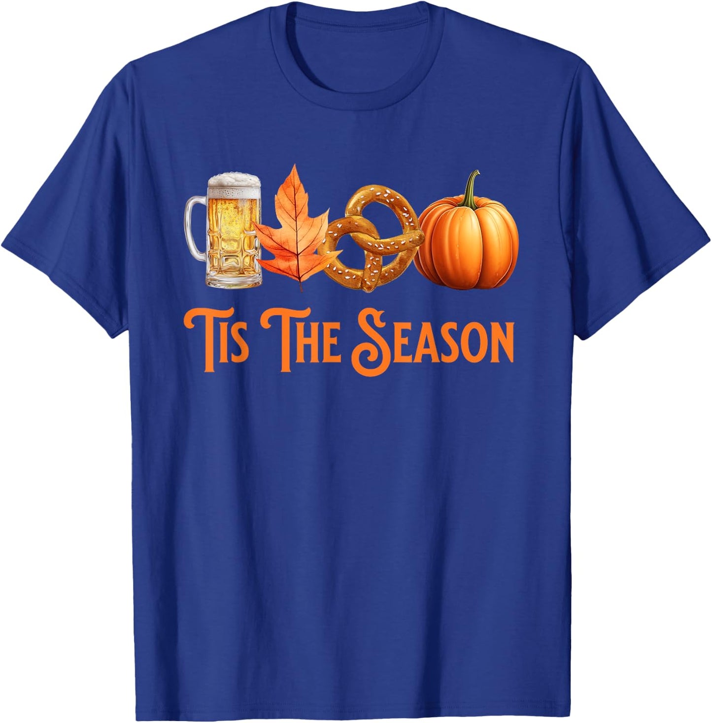 Tis The Season Pumpkin Beer Pretzel Fall Funny Oktoberfest T-Shirt - T-Shirt | Royal