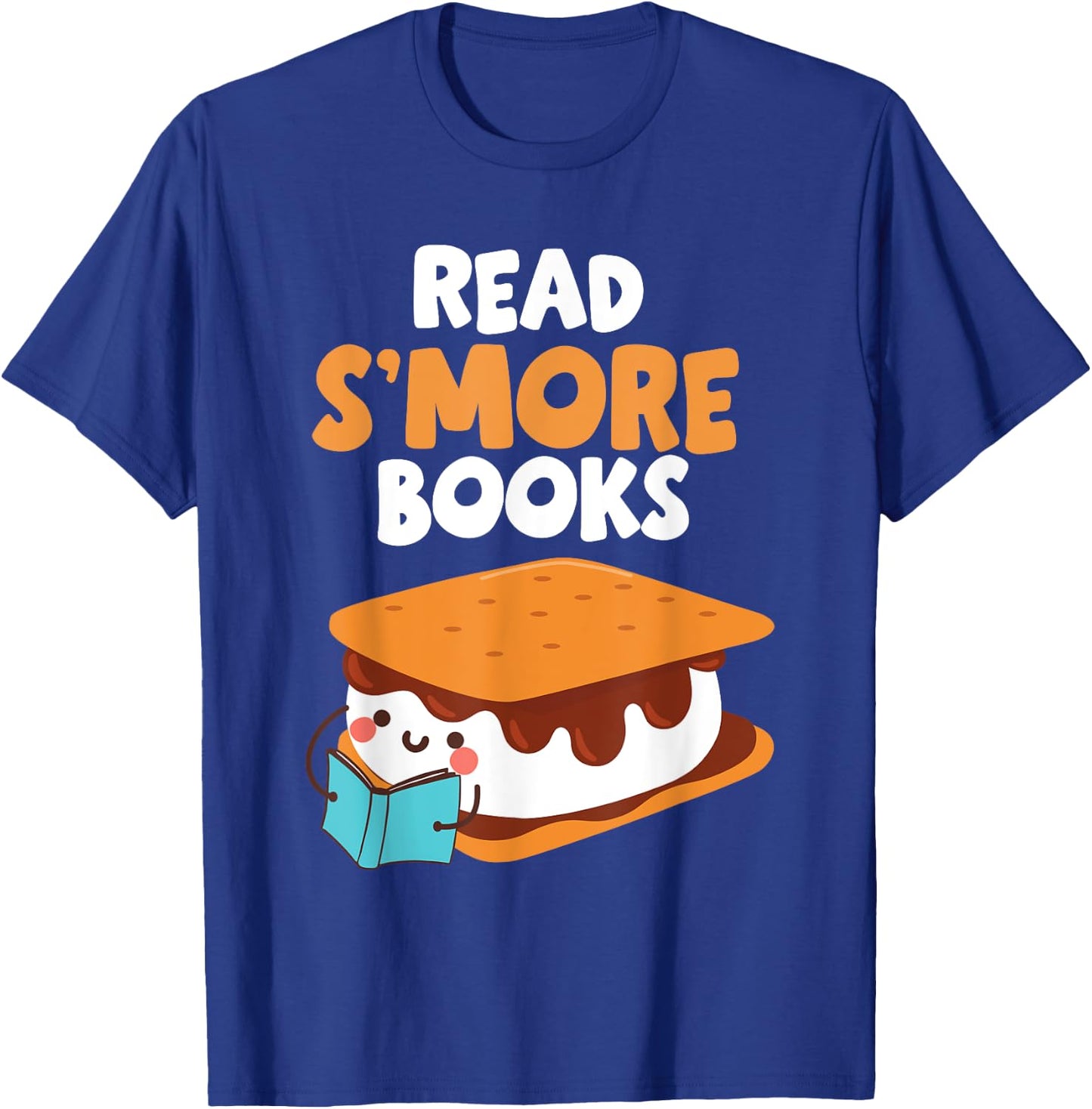 Marshmallow Camping Campfire Funny Read Smore Books T-Shirt - T-Shirt | Royal