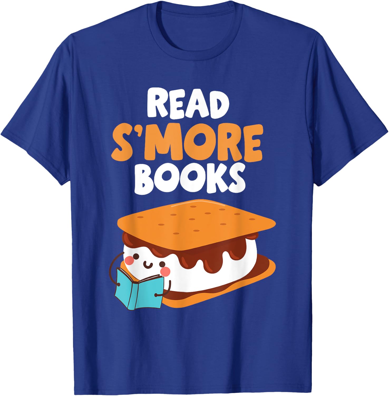 Marshmallow Camping Campfire Funny Read Smore Books T-Shirt - T-Shirt | Royal