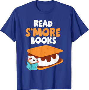 Marshmallow Camping Campfire Funny Read Smore Books T-Shirt - T-Shirt | Royal
