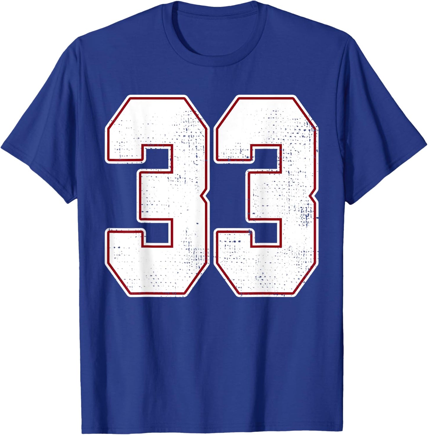 #33 Outline Number 33 Fan Varsity Sports Team Blue Jersey T-Shirt - T-Shirt | Royal