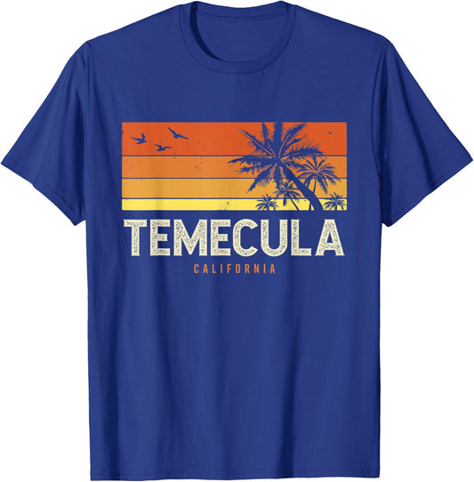 Retro Temecula California CA Vintage Palms Sunset T-Shirt - T-Shirt | Royal