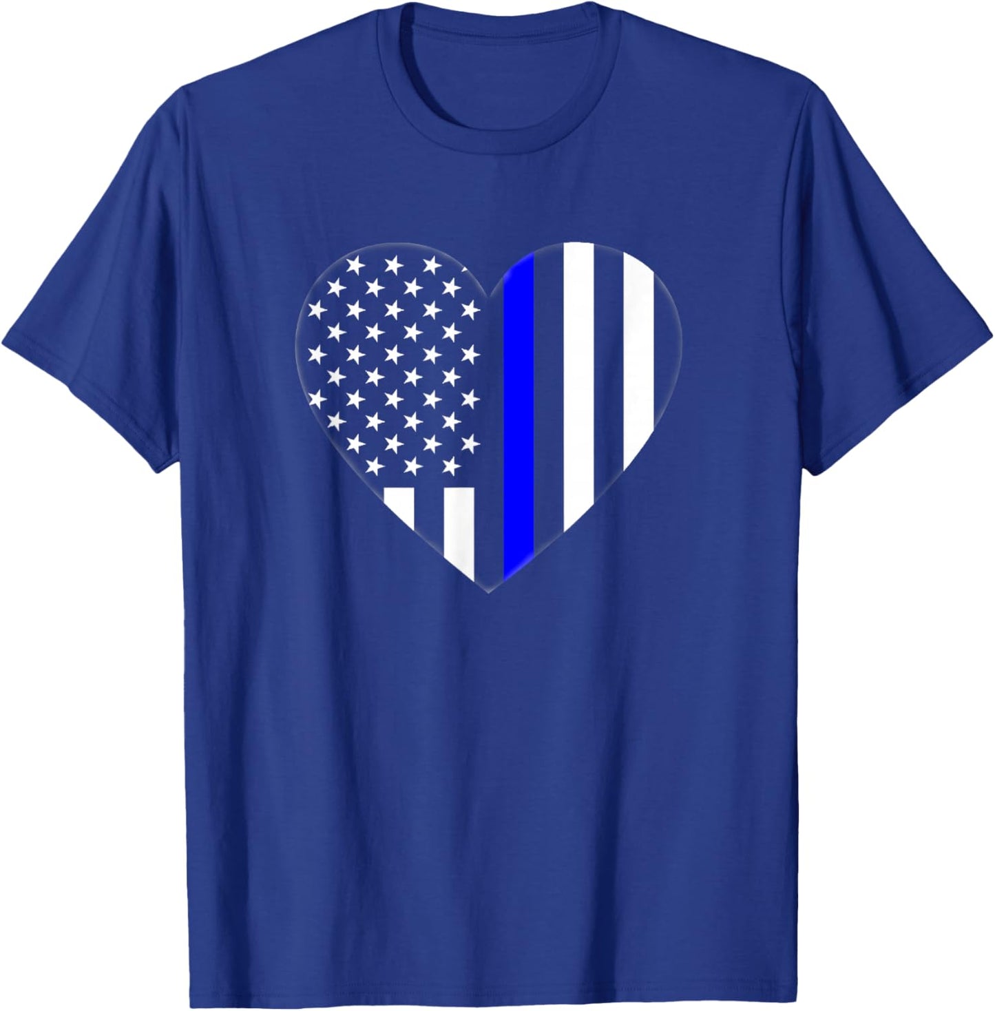 Love Our Police Officer US Flag Heart Thin Blue Line T-Shirt - T-Shirt | Royal