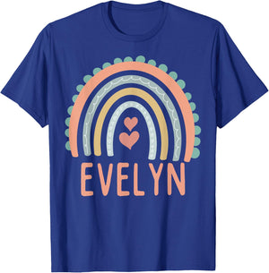 Hello My Name Is EVELYN Rainbow Name Custome Pre-K School T-Shirt - T-Shirt | Royal