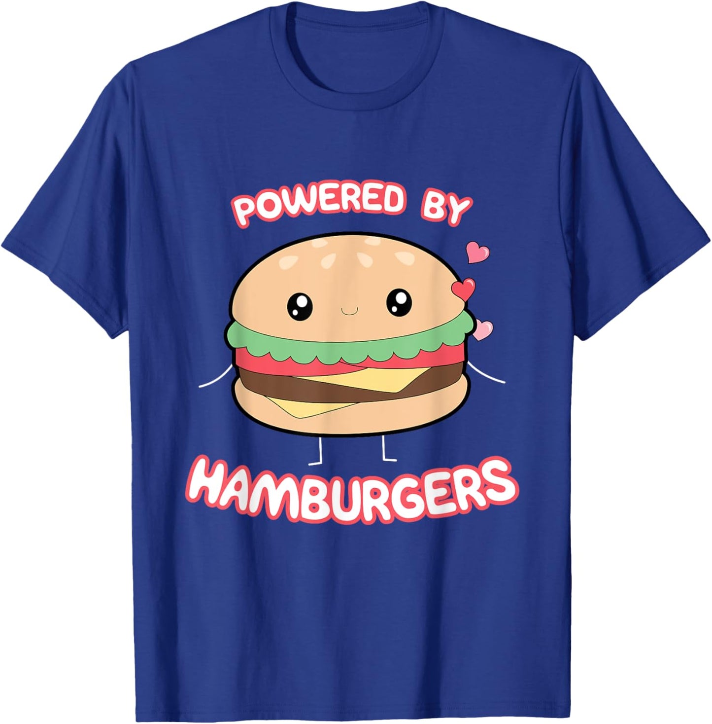 Powered By Hamburgers, Kawaii Hamburger Top T-Shirt - T-Shirt | Royal