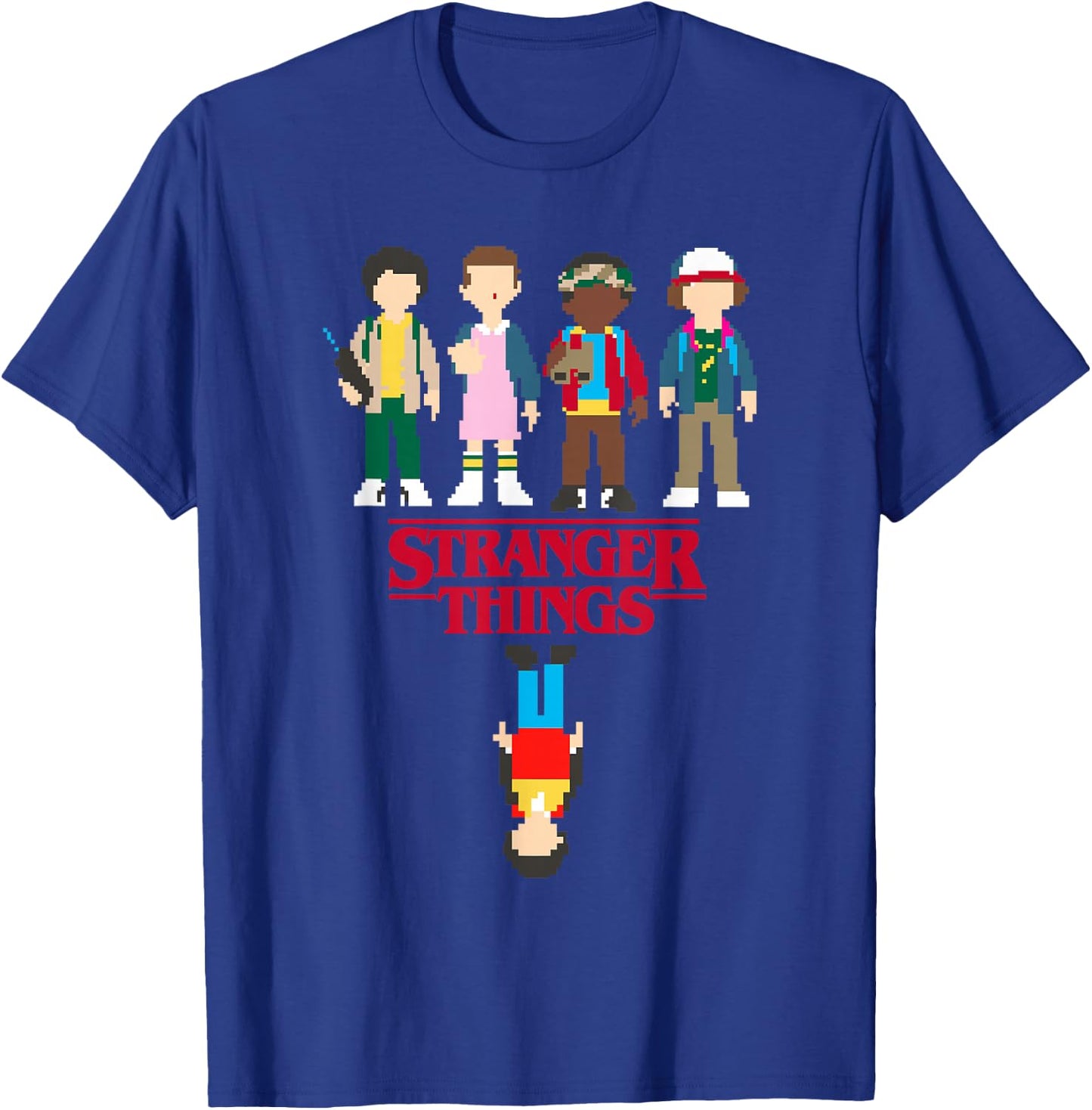 Stranger Things Retro 8-Bit Pixel The Party Upside Down Logo T-Shirt - T-Shirt | Royal
