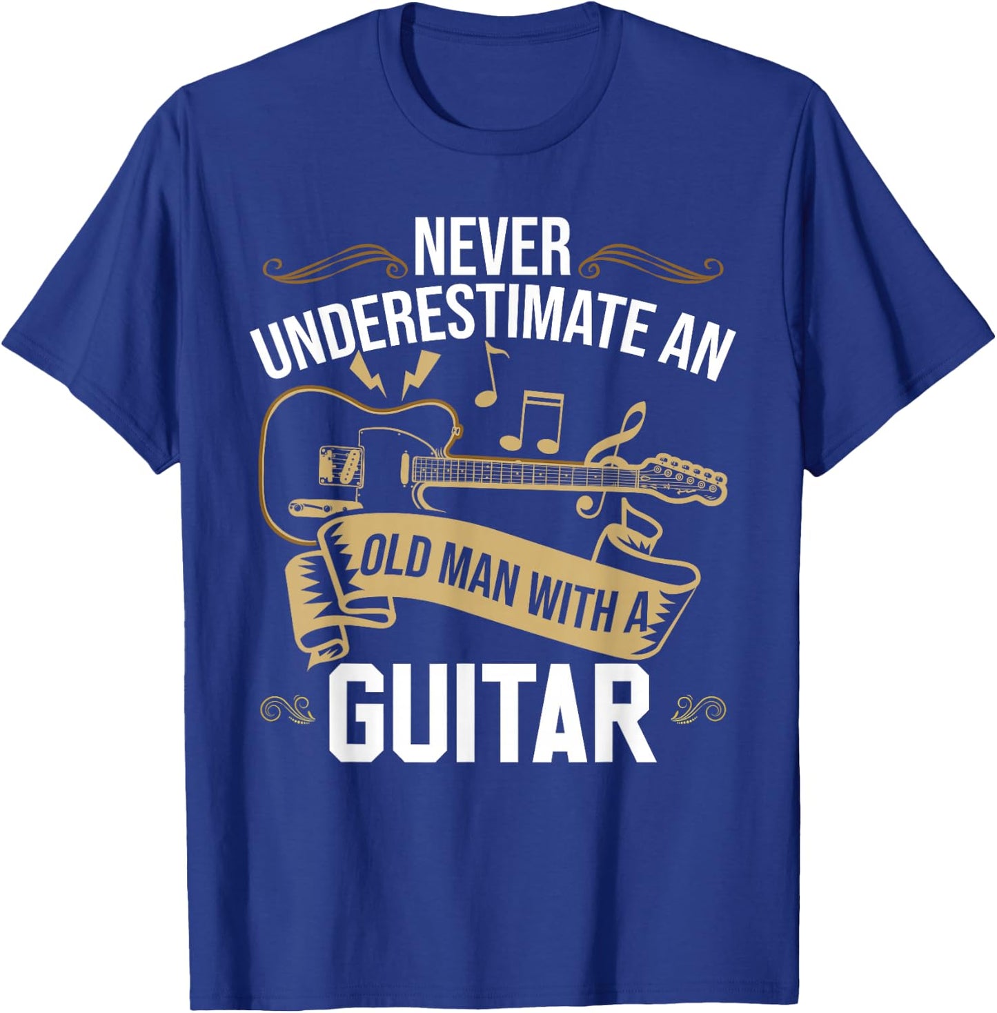 Guitarist Guitar Old Men Guitar T-Shirt - T-Shirt | Royal