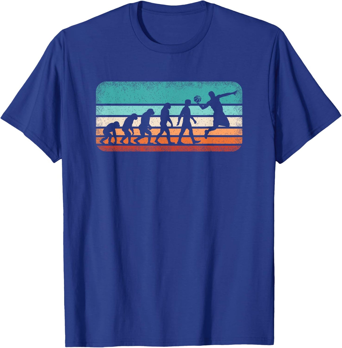 Funny Basketball Evolution Retro Basketball Player T-Shirt - T-Shirt | Royal