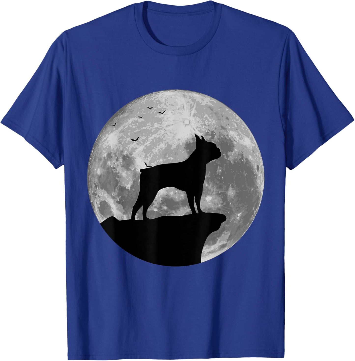 Boston Terrier Silhouette In The Moon Halloween Costume T-Shirt - T-Shirt | Royal
