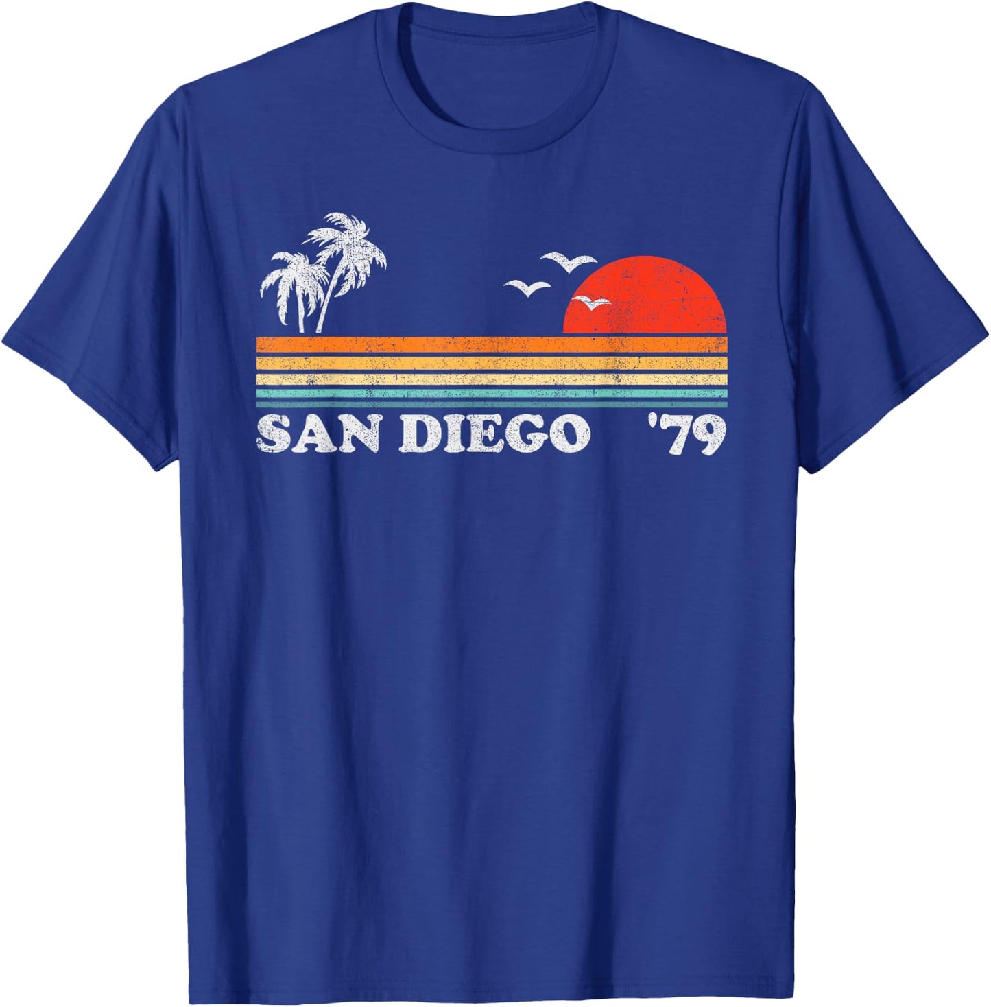 Vintage San Diego California Beach Retro Surfing 70's Gift Women Kids T-Shirt - T-Shirt | Royal