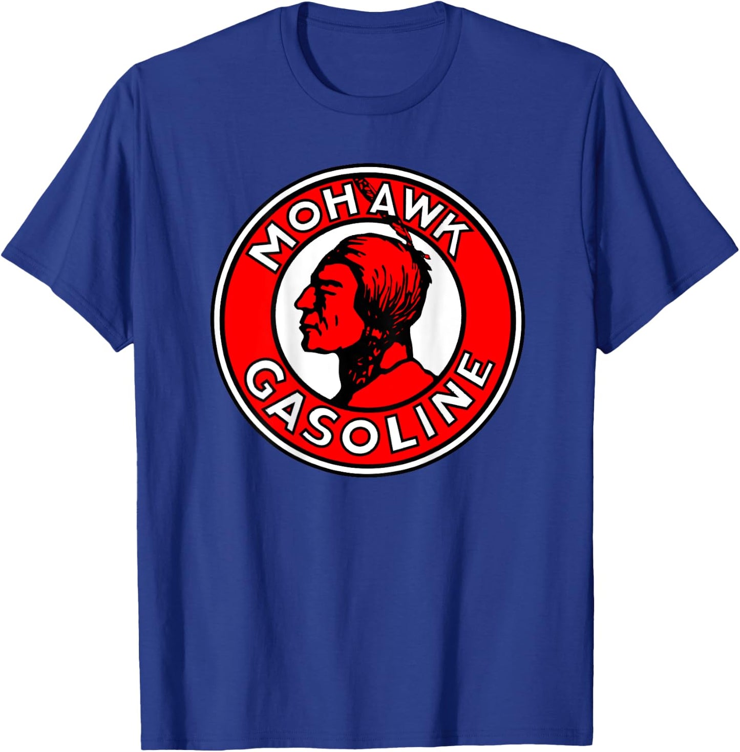Back Print Only Retro Vintage Gas Station Mohawk Gasoline T-Shirt - T-Shirt | Royal