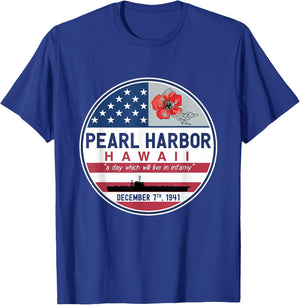 Pearl Harbor Memorial Hawaii Vintage USA Flag Day of Infamy T-Shirt - T-Shirt | Royal