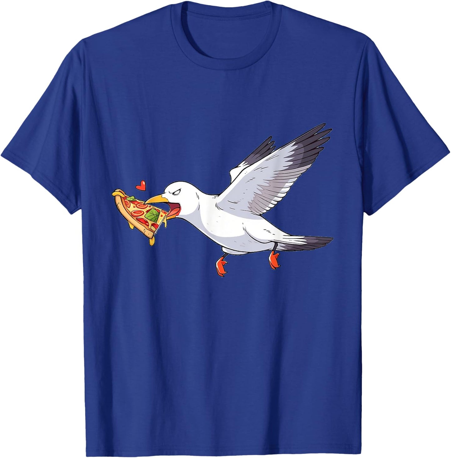 Cranky Seagull Funny Shirt Beach Birds Stealing Pizza Summer T-Shirt - T-Shirt | Royal