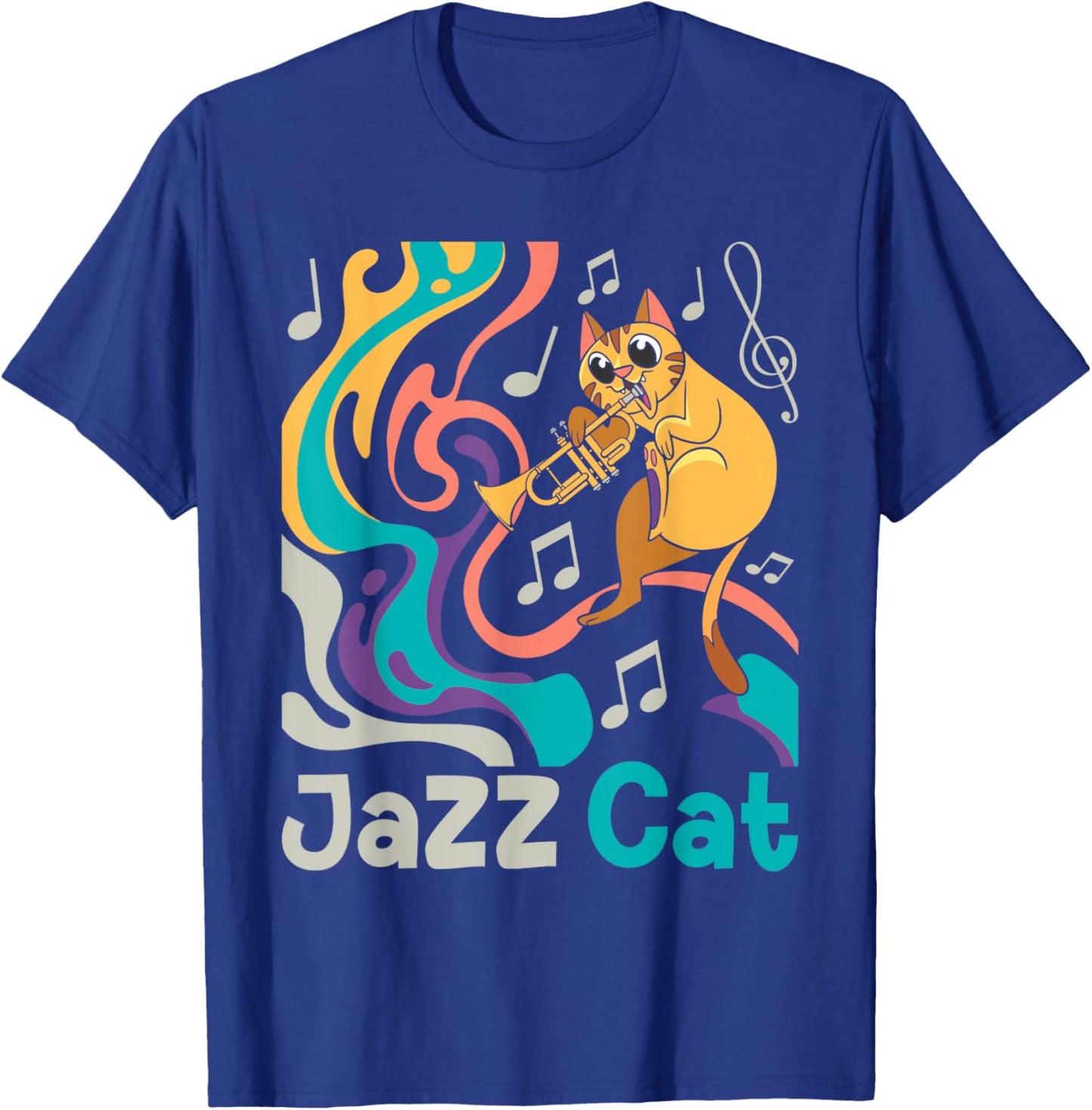 Jazz Cat - Trumpet Lover Trumpeter Marching Band T-Shirt - T-Shirt | Royal